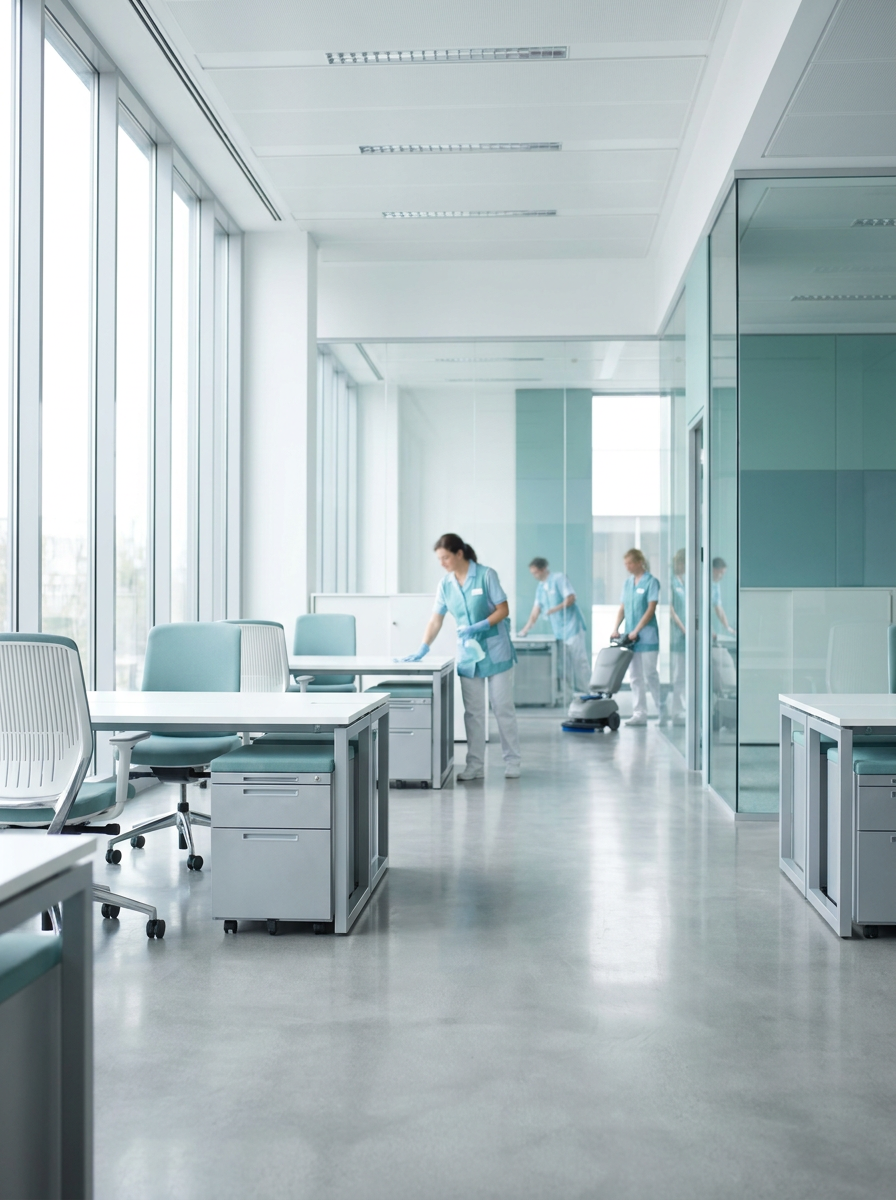 Natika Maids cleaning team working in a bright, modern office